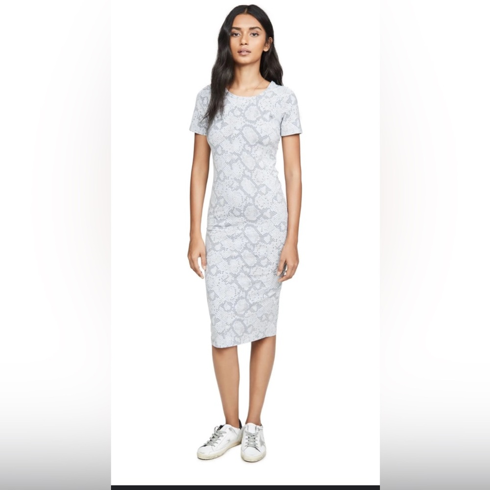 Grey Snake Print Dress CHASER Womens Quadrablend Bodycon Midi Dress, Size XS